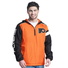NHL Orange/Black Philadelphia Flyers G-III Sports by Carl Banks Lateral Half-Zip Hoodie Jacket