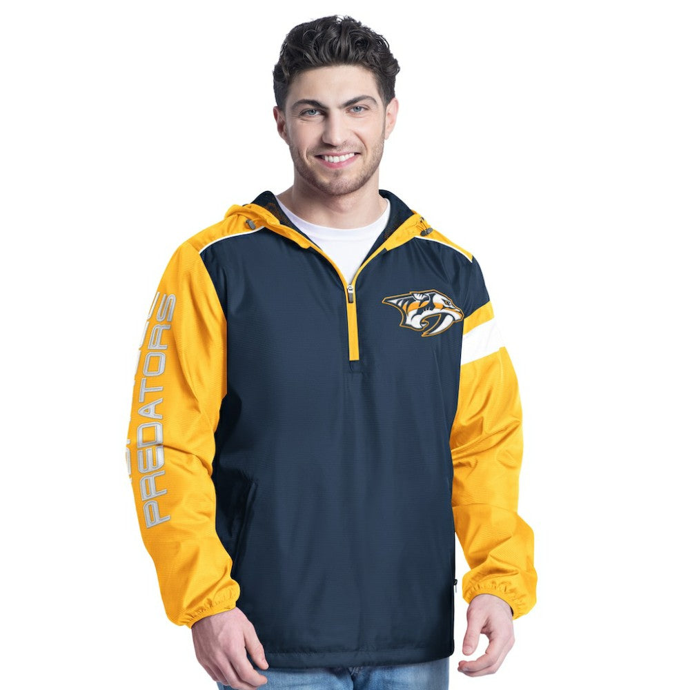 NHL Navy/Gold Nashville Predators G-III Sports by Carl Banks Lateral Half-Zip Hoodie Jacket