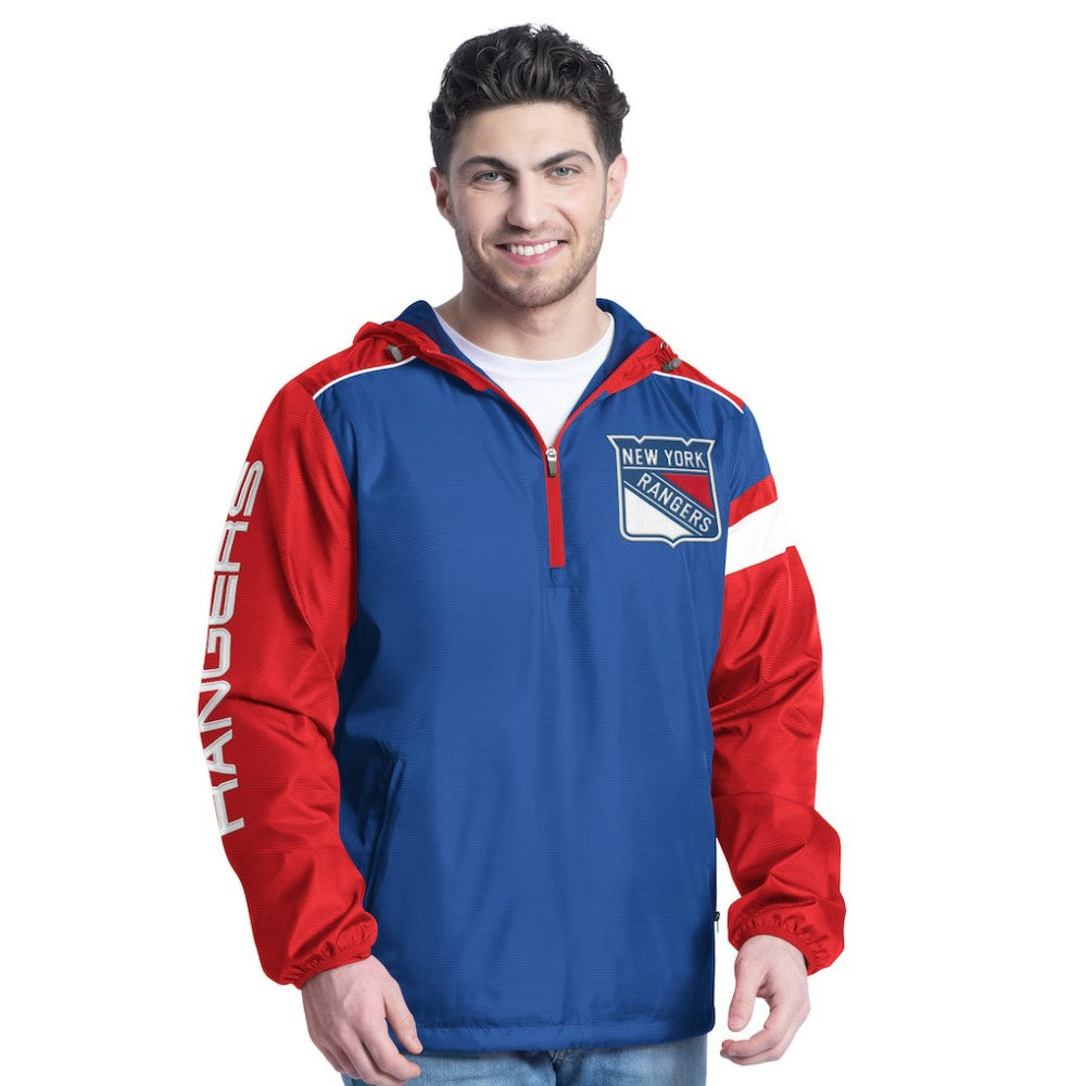 NHL Blue/Red New York Rangers G-III Sports by Carl Banks Lateral Half-Zip Hoodie Jacket