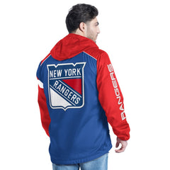 NHL Blue/Red New York Rangers G-III Sports by Carl Banks Lateral Half-Zip Hoodie Jacket