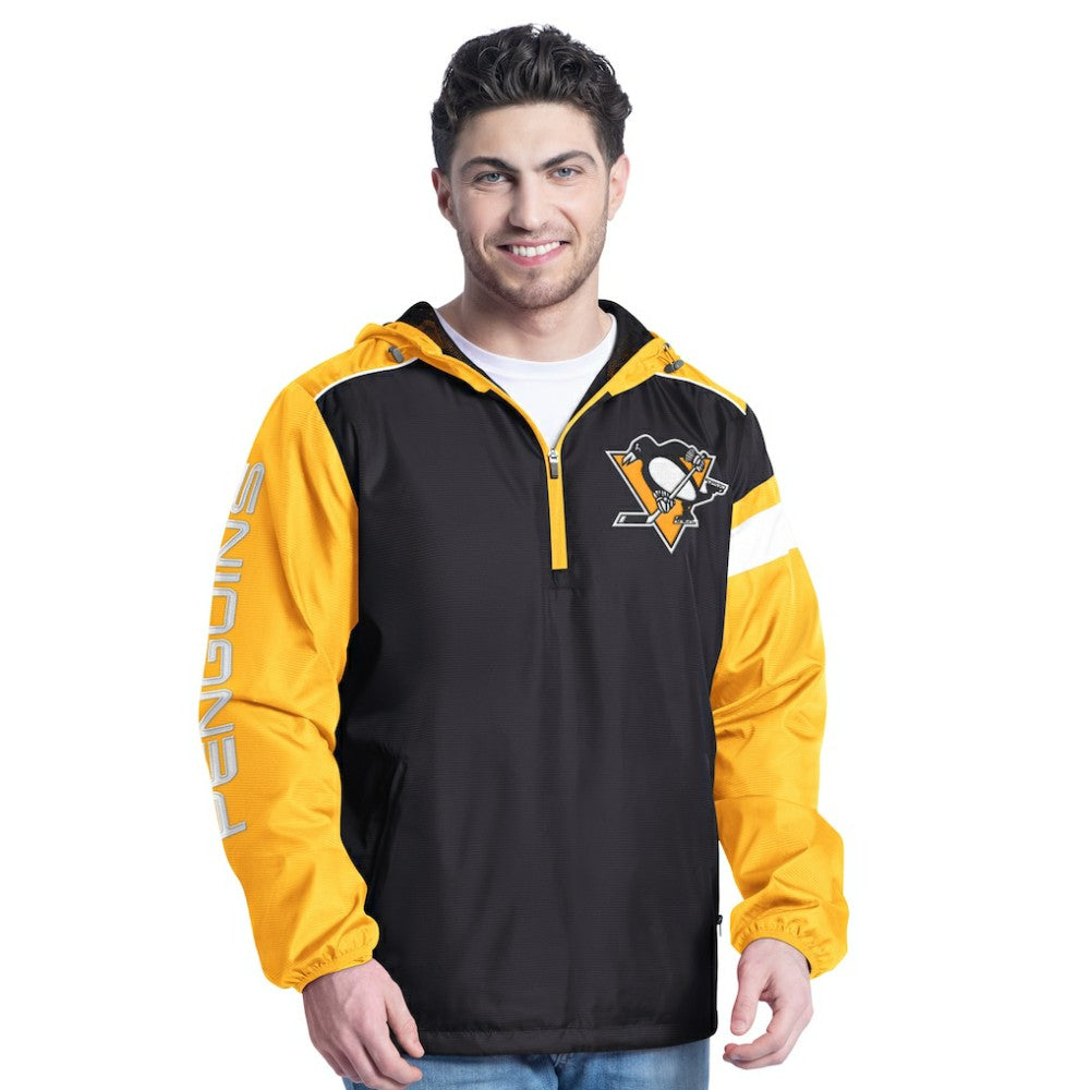 NHL Black/Gold Pittsburgh Penguins G-III Sports by Carl Banks Lateral Half-Zip Hoodie Jacket