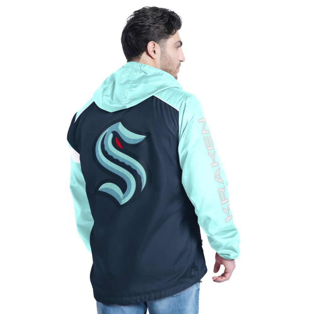 NHL Deep Sea Blue/Light Blue Seattle Kraken G-III Sports by Carl Banks Lateral Half-Zip Hoodie Jacket