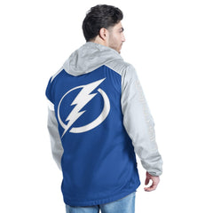 NHL Blue/Gray Tampa Bay Lightning G-III Sports by Carl Banks Lateral Half-Zip Hoodie Jacket