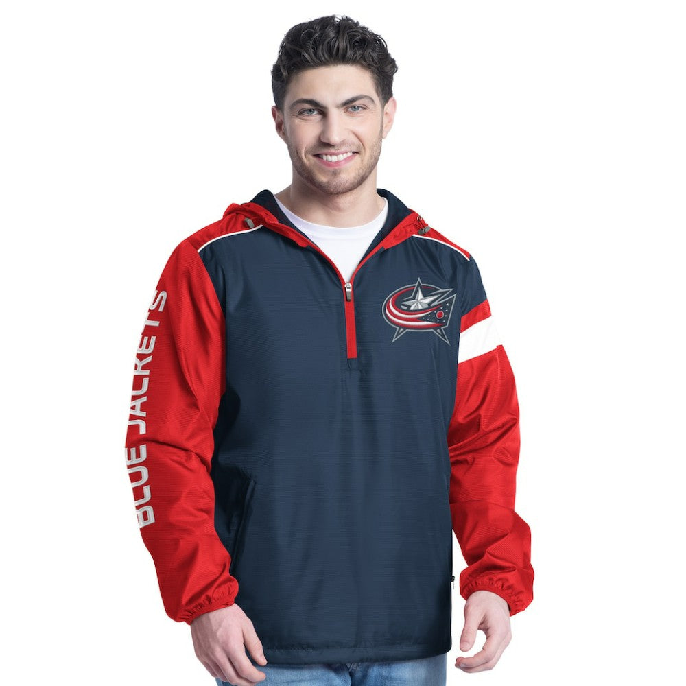 NHL Navy/Red Columbus Blue Jackets G-III Sports by Carl Banks Lateral Half-Zip Hoodie Jacket
