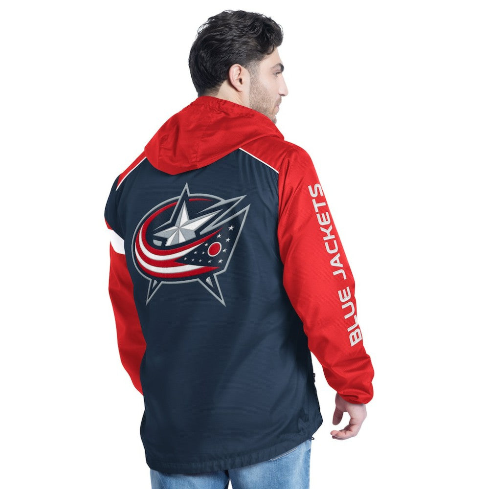 NHL Navy/Red Columbus Blue Jackets G-III Sports by Carl Banks Lateral Half-Zip Hoodie Jacket