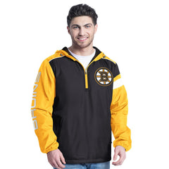 NHL Black/Gold Boston Bruins G-III Sports by Carl Banks Lateral Half-Zip Hoodie Jacket