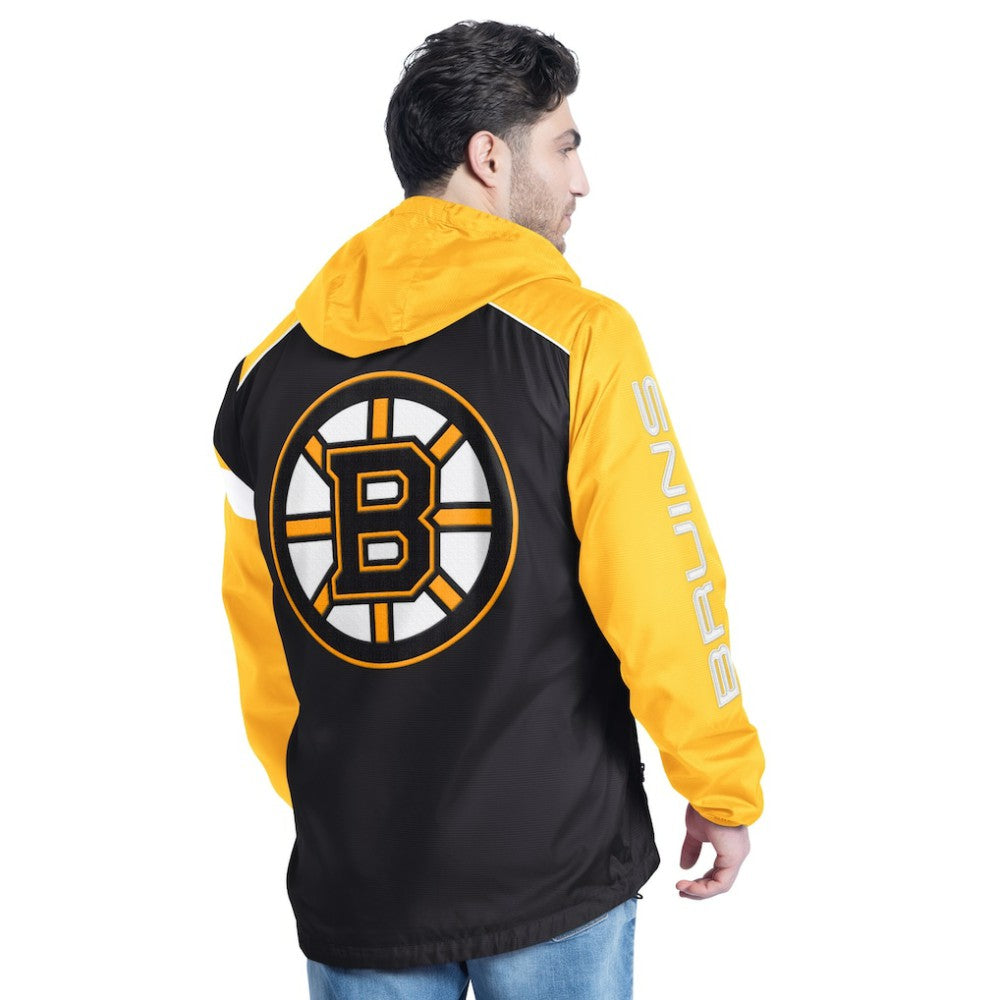 NHL Black/Gold Boston Bruins G-III Sports by Carl Banks Lateral Half-Zip Hoodie Jacket