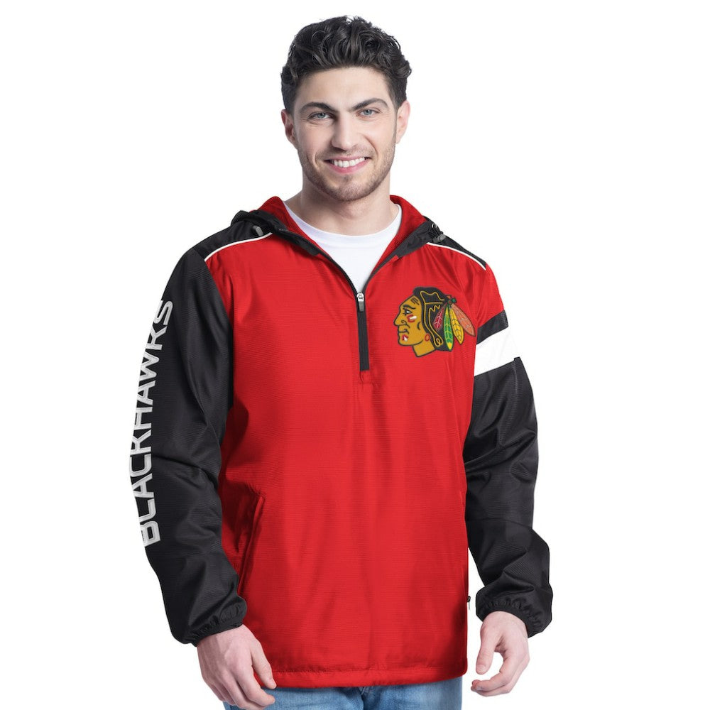 NHL Red/Black Chicago Blackhawks G-III Sports by Carl Banks Lateral Half-Zip Hoodie Jacket