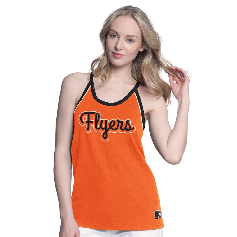 NHL Orange Philadelphia Flyers G-III 4Her by Carl Banks Women's Curveball Racerback Scoop Neck Slub Tank Top