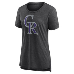 MLB Colorado Rockies Women's Weathered Official Logo Tri-Blend T-Shirt