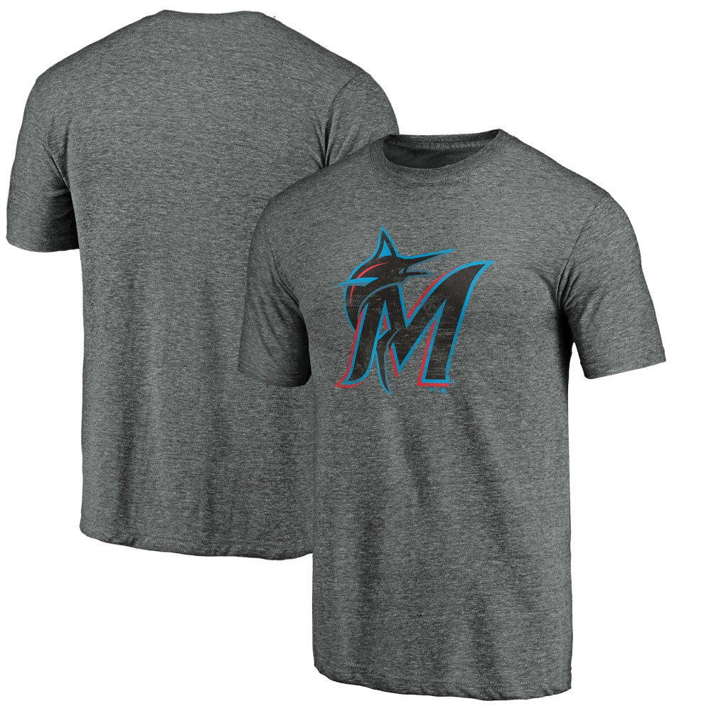 MLB Miami Marlins Weathered Official Logo Tri-Blend T-Shirt