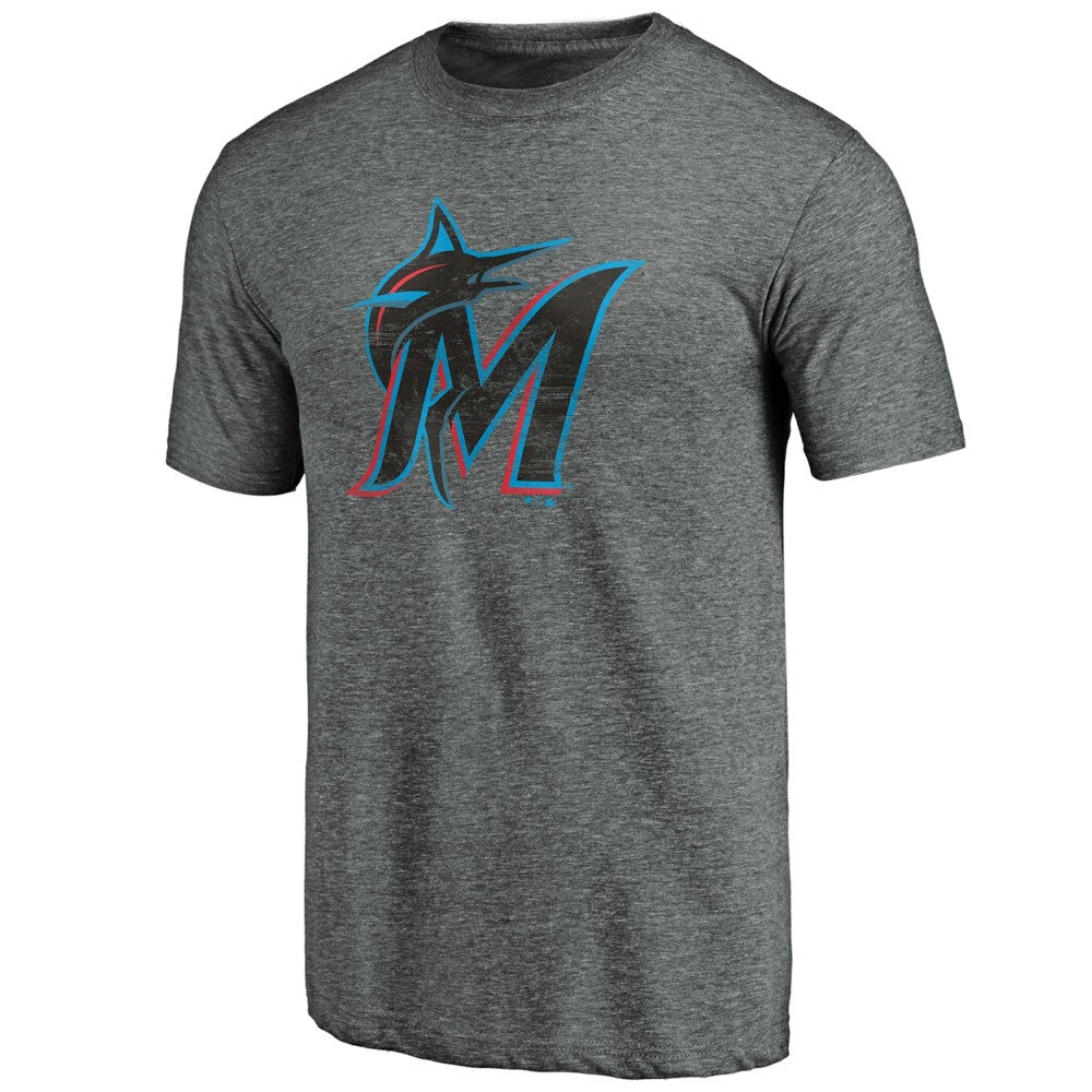 MLB Miami Marlins Weathered Official Logo Tri-Blend T-Shirt