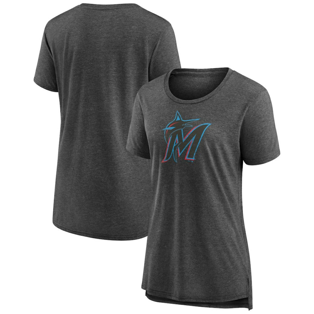 MLB Miami Marlins Women's Weathered Official Logo Tri-Blend T-Shirt