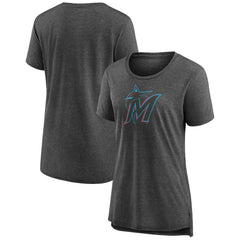 MLB Miami Marlins Women's Weathered Official Logo Tri-Blend T-Shirt
