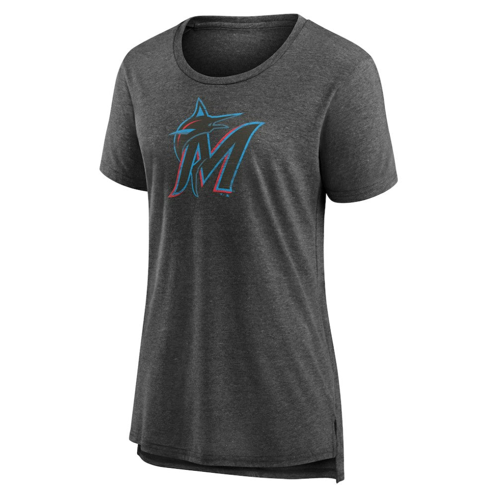 MLB Miami Marlins Women's Weathered Official Logo Tri-Blend T-Shirt