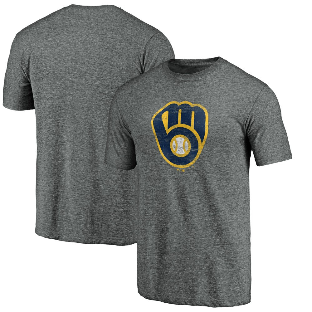 MLB Milwaukee Brewers Weathered Official Logo Tri-Blend T-Shirt