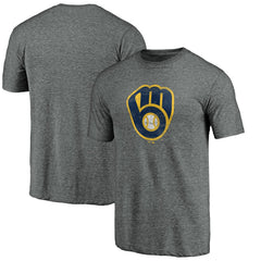 MLB Milwaukee Brewers Weathered Official Logo Tri-Blend T-Shirt