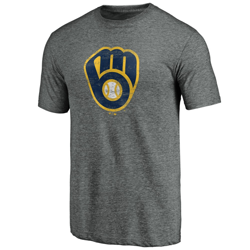 MLB Milwaukee Brewers Weathered Official Logo Tri-Blend T-Shirt