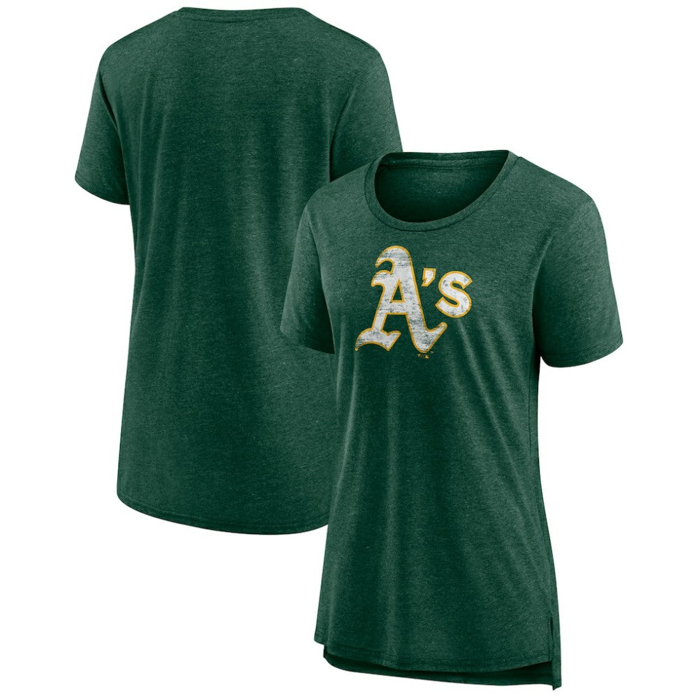 MLB Athletics Women's Weathered Official Logo Tri-Blend T-Shirt