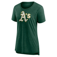 MLB Athletics Women's Weathered Official Logo Tri-Blend T-Shirt