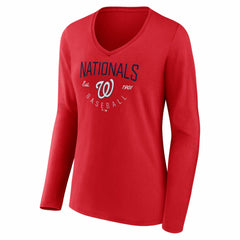 MLB Washington Nationals Women's Live For It Long Sleeve V-Neck T-Shirt