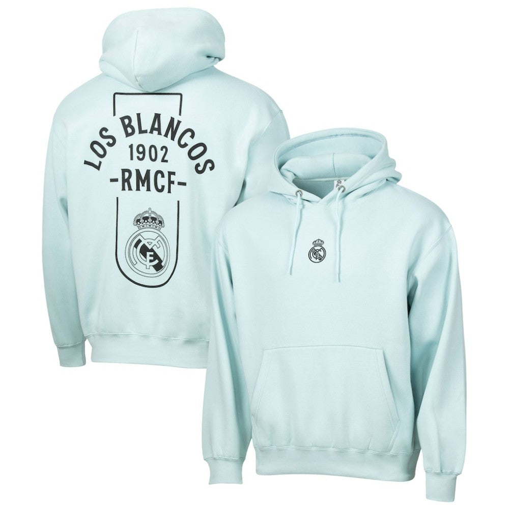 Real Madrid Sport Design Sweden Streetwear Relaxed Pullover Hoodie -  Light Blue