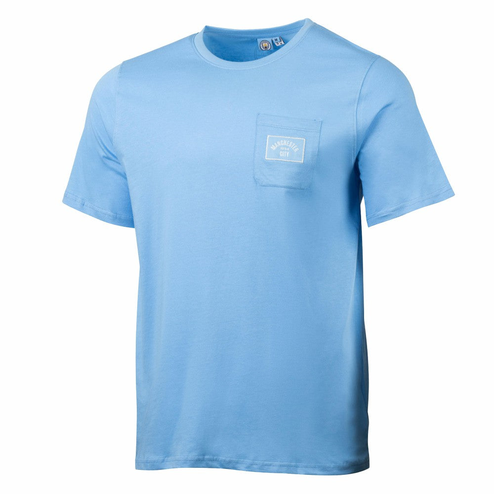 Manchester City Sport Design Sweden Relaxed Post Match Pocket T-Shirt -  Sky Blue