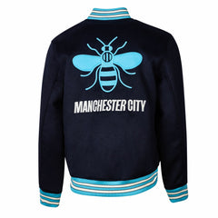 Manchester City Sport Design Sweden Free Kick Wool Varsity Jacket -  Navy