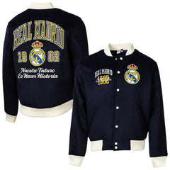 Real Madrid Sport Design Sweden Free Kick Wool Varsity Jacket -  Navy