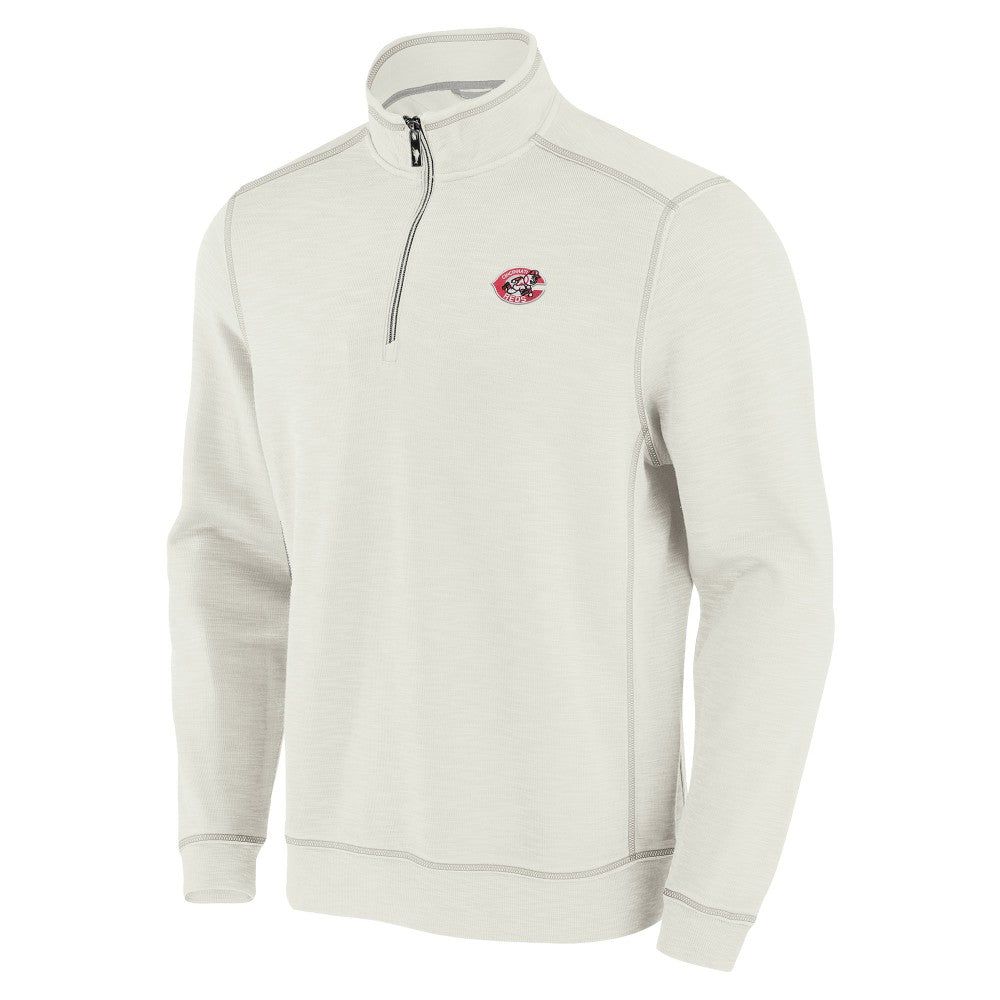 MLB Cincinnati Reds Tommy Bahama Sport Tobago Bay Tri-Blend Half-Zip Sweatshirt
