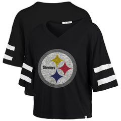 '47 Women's Premier Scout Cropped V-Neck T-Shirt - Pittsburgh Steelers