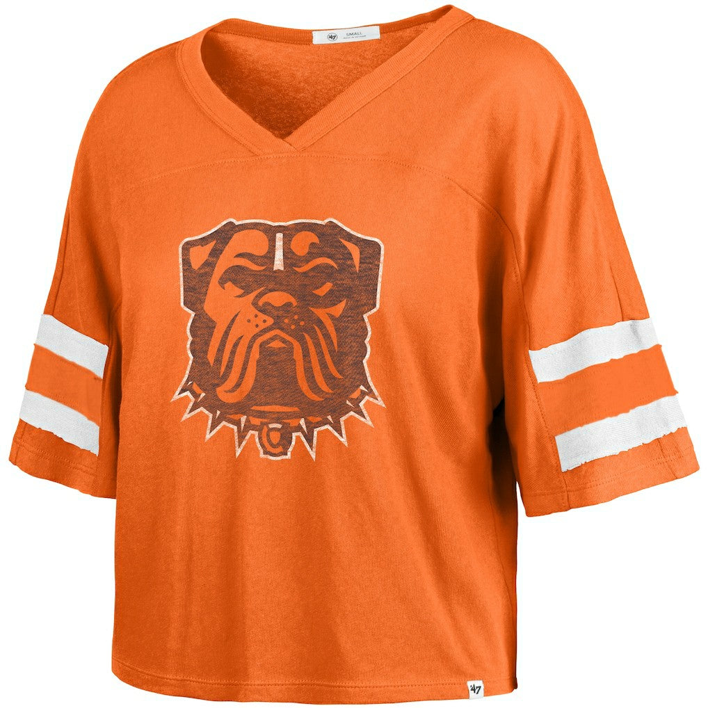 '47 Women's Premier Scout Cropped V-Neck T-Shirt - Cleveland Browns