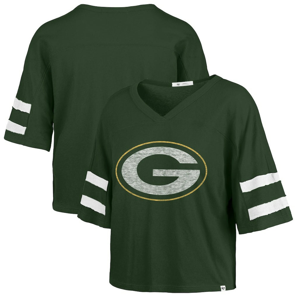 '47 Women's Premier Scout Cropped V-Neck T-Shirt - Green Bay Packers
