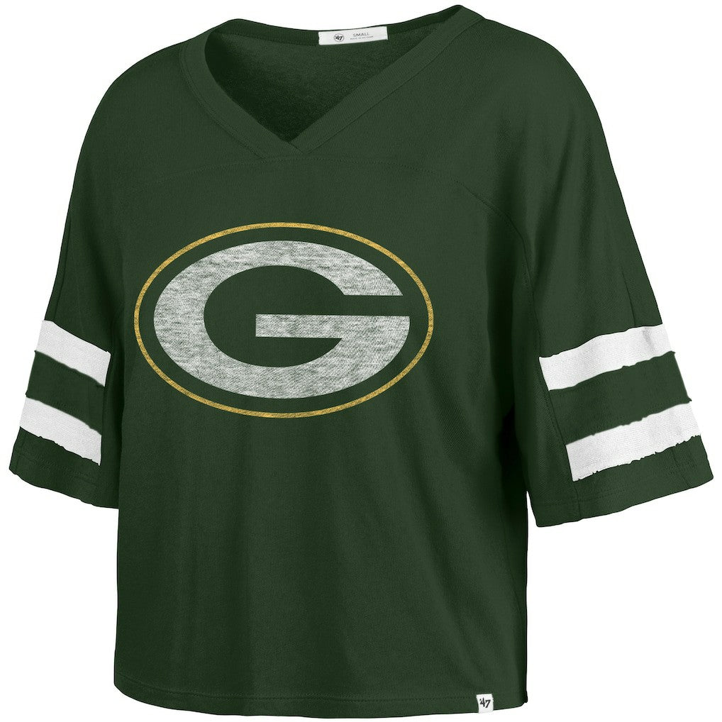 '47 Women's Premier Scout Cropped V-Neck T-Shirt - Green Bay Packers