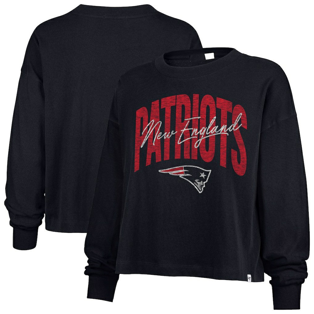 '47 Women's Muse Sydney Long Sleeve Cropped T-Shirt - New England Patriots