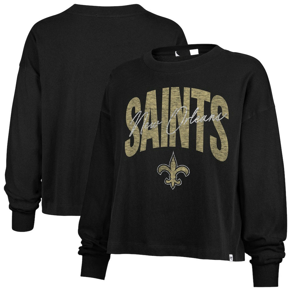 '47 Women's Muse Sydney Long Sleeve Cropped T-Shirt - New Orleans Saints