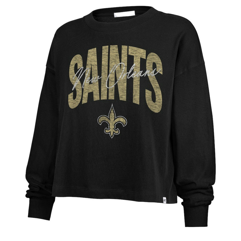 '47 Women's Muse Sydney Long Sleeve Cropped T-Shirt - New Orleans Saints