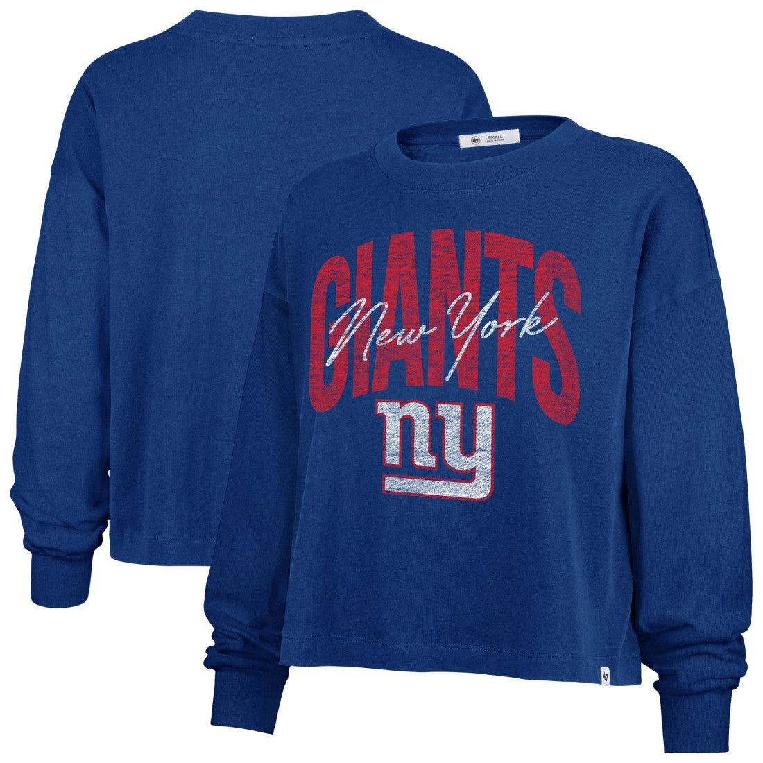'47 Women's Muse Sydney Long Sleeve Cropped T-Shirt - New York Giants