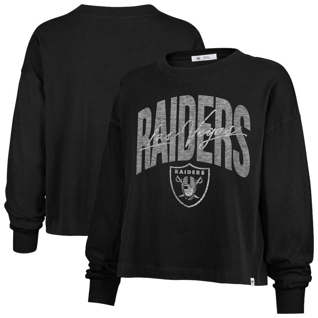 '47 Women's Muse Sydney Long Sleeve Cropped T-Shirt - Las Vegas Raiders