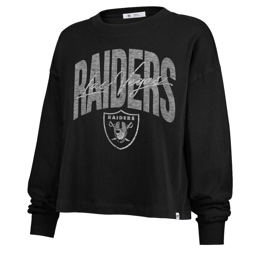 '47 Women's Muse Sydney Long Sleeve Cropped T-Shirt - Las Vegas Raiders