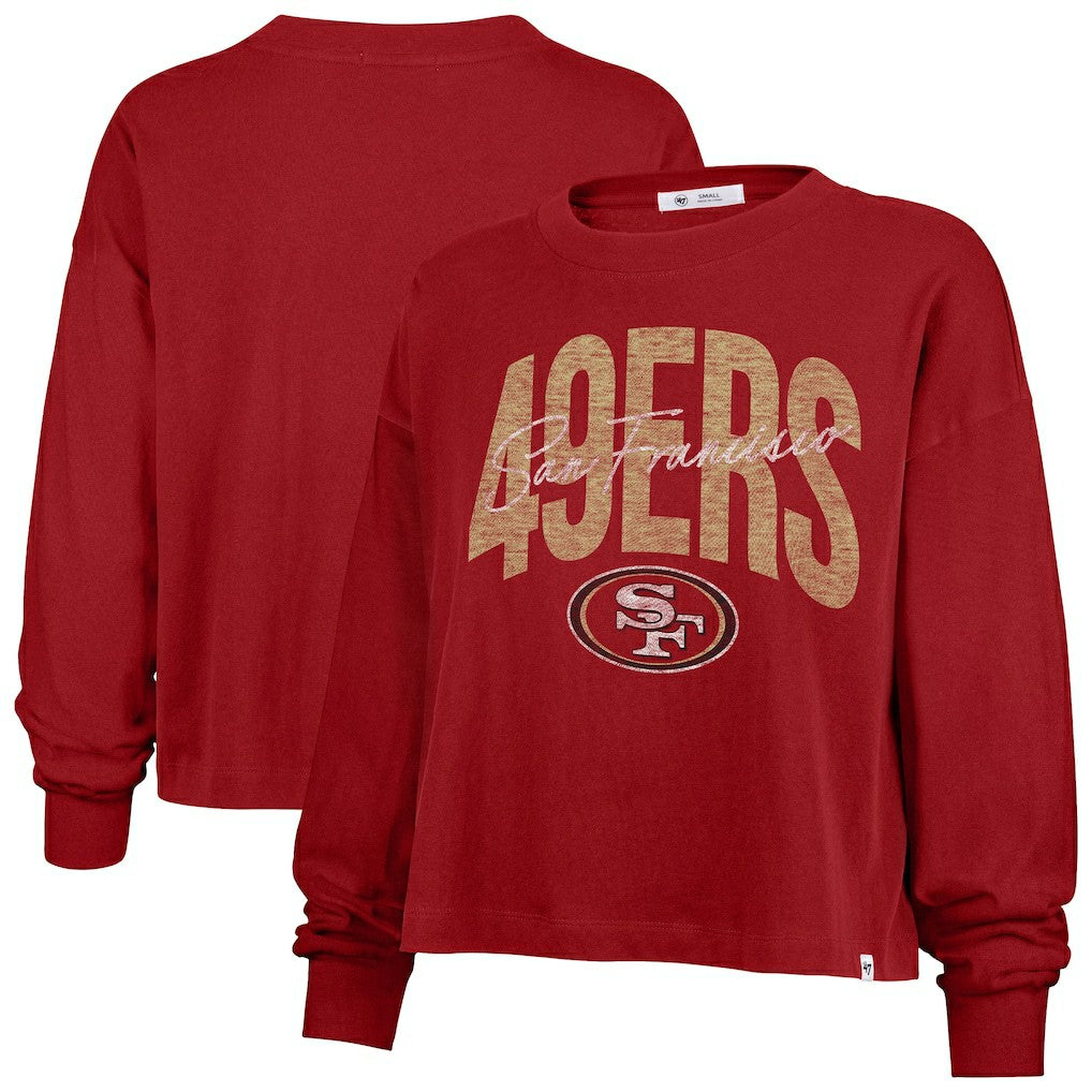 '47 Women's Muse Sydney Long Sleeve Cropped T-Shirt - San Francisco 49ers