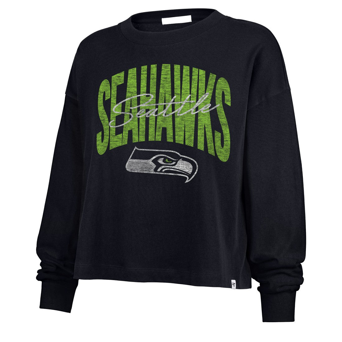 '47 Women's Muse Sydney Long Sleeve Cropped T-Shirt - Seattle Seahawks