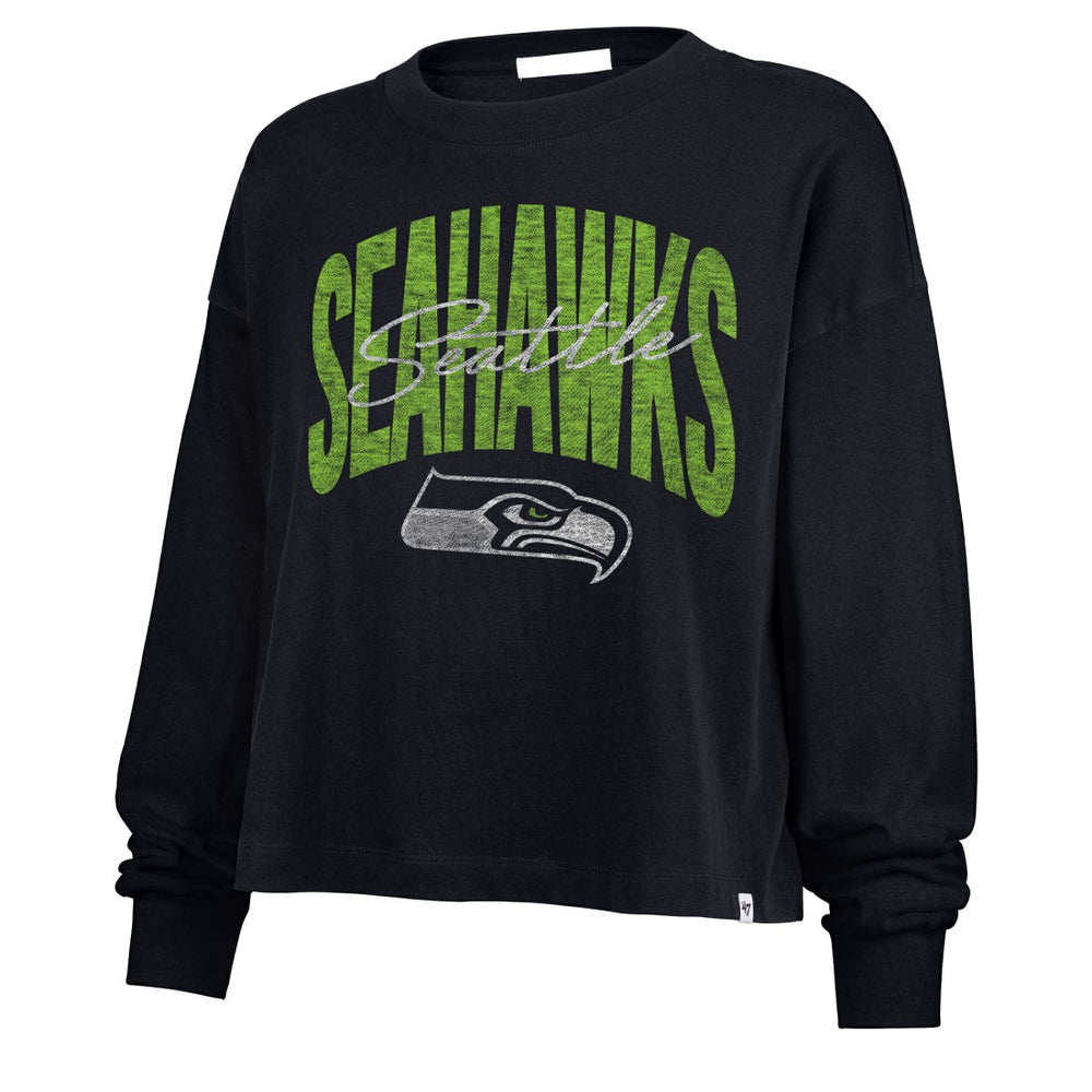 '47 Women's Muse Sydney Long Sleeve Cropped T-Shirt - Seattle Seahawks