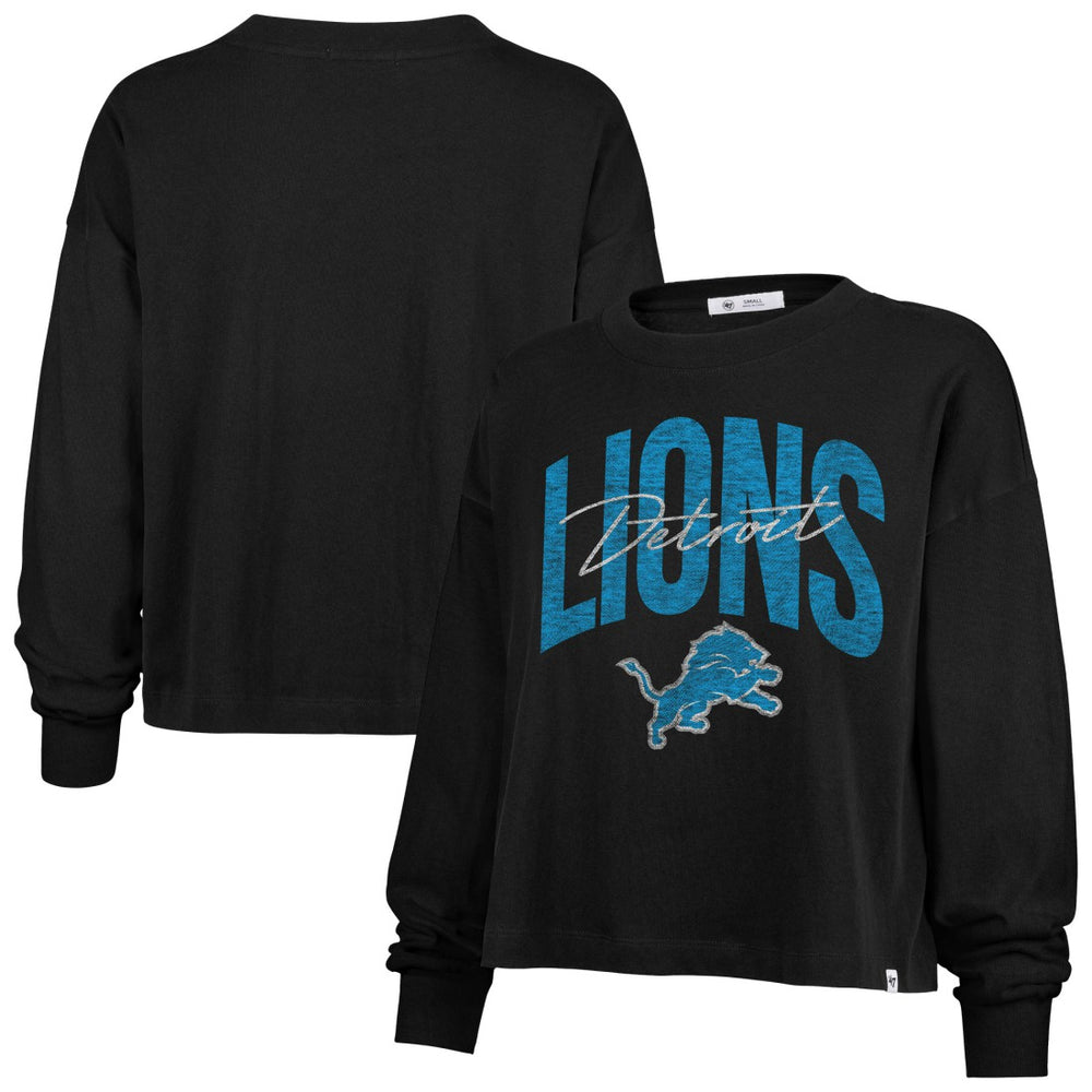 '47 Women's Muse Sydney Long Sleeve Cropped T-Shirt - Detroit Lions