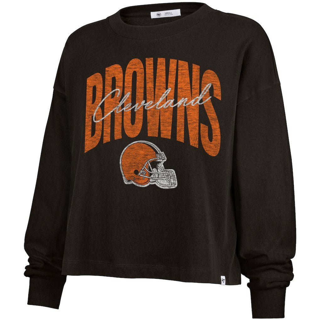 '47 Women's Muse Sydney Long Sleeve Cropped T-Shirt - Cleveland Browns