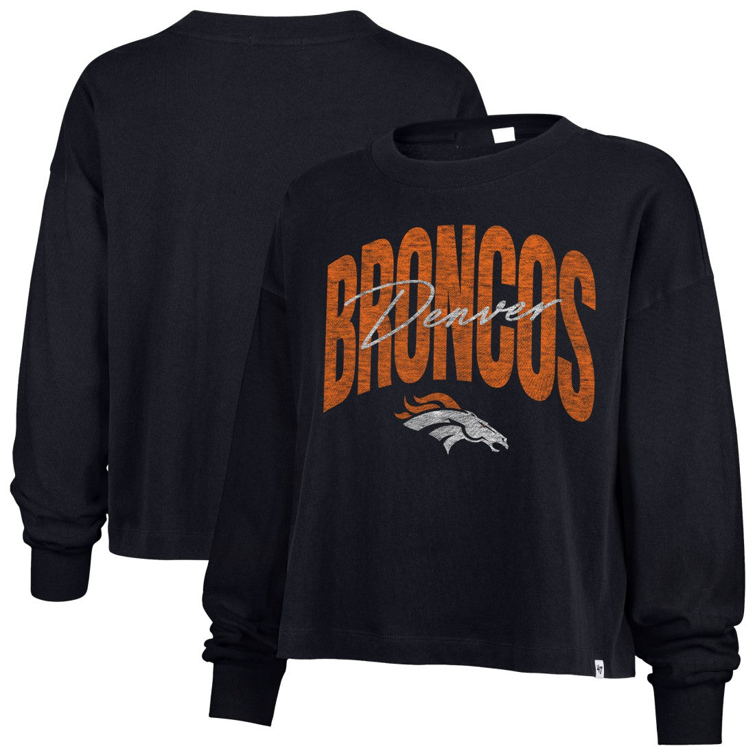 '47 Women's Muse Sydney Long Sleeve Cropped T-Shirt - Denver Broncos