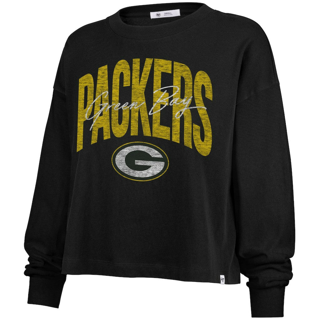 '47 Women's Muse Sydney Long Sleeve Cropped T-Shirt - Green Bay Packers