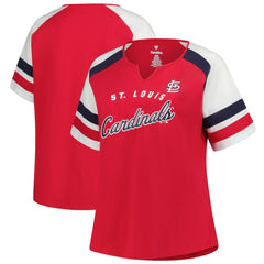 MLB St. Louis Cardinals Profile Women's Plus Sized Arched Notch Neck T-Shirt