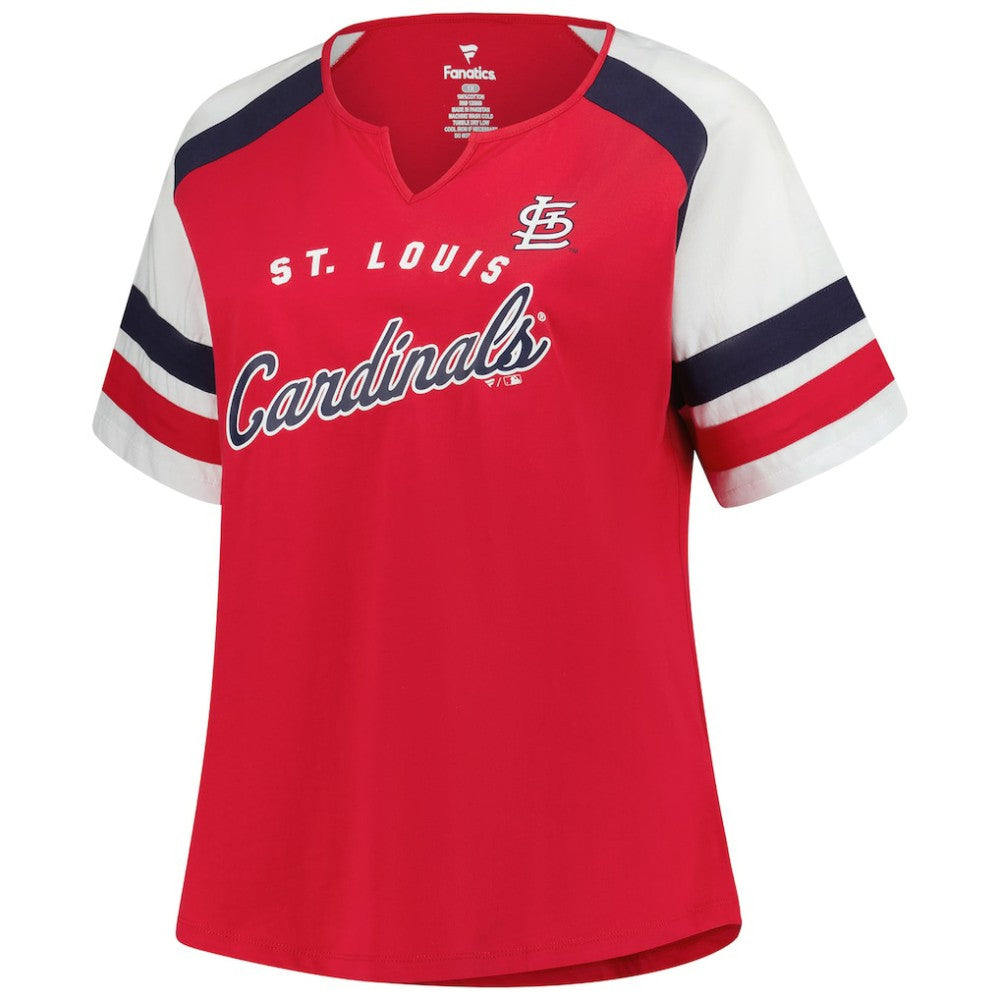 MLB St. Louis Cardinals Profile Women's Plus Sized Arched Notch Neck T-Shirt