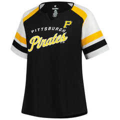 MLB Pittsburgh Pirates Profile Women's Plus Sized Arched Notch Neck T-Shirt